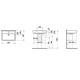 Раковина для ванної Laufen Pro А підвісна 65 см без отвору під змішувач білий H8189530001091