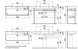 Раковина для ванной Laufen Pro S 120х46,5 см с 3 отверстиями керамика белый с покрытием LCC H8149654001081