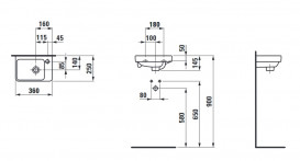 Раковина для ванной Laufen Pro S 36х25 см с 1 отверстием справа керамика белый с покрытием LCC H8159604001041