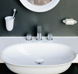 Раковина для ванної Laufen The New Classic 120х48 см з 3 отворами без переливу кераміка білий матовий H8138587571581