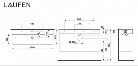 Раковина для ванної Laufen Val 120х42 см з 1 отвором кераміка графіт матовий H8102897581111