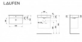 Раковина для ванной Laufen Val 65х42 см с 1 отверстием керамика графит матовый H8102847581041
