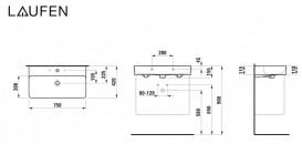 Раковина для ванної Laufen Val 75х42 см з 1 отвором графіт матовий H8102857581041