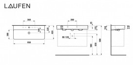 Раковина для ванной Laufen Val 95х42 см с 1 отверстием керамика графит матовый H8102877581041