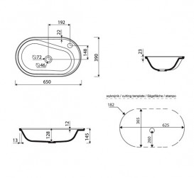 Раковина для ванної Marmorin Alta овальна врізна литий камінь білий 647 065 020 xx x