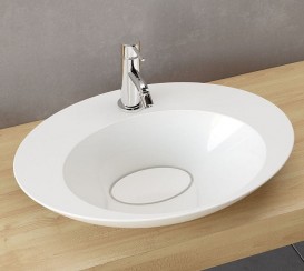 Раковина для ванної Marmorin Amos II 60 см овальна накладна литий камінь білий 729 595 020 xx x