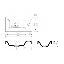 Раковина для ванной Marmorin April 400 врезная без крыла литой камень белый P_U_622_01_0400