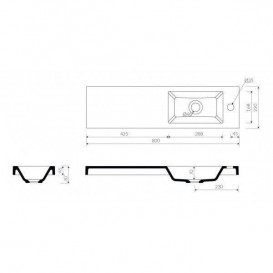 Раковина для ванної Marmorin April 800 врізна з крилом зліва литий камінь білий P_U_622_02_0800
