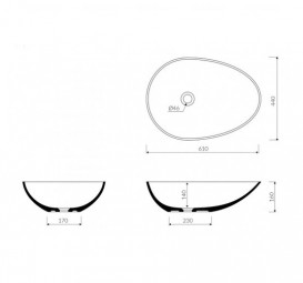 Раковина для ванной Marmorin Aron накладная без крыла литой камень белый  P_U_605_02_0610
