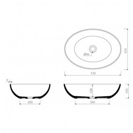 Раковина для ванної Marmorin Birma I накладна без крила литий камінь білий P_U_604_01_0570