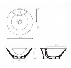 Раковина для ванної Marmorin Caro накладна без крила литий камінь білий P_U_541_01_0473