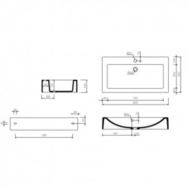 Раковина для ванної Marmorin Ceto 800 універсальна литий камінь білий 170 080 020 xx x