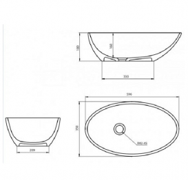 Раковина для ванної Marmorin Cleo накладна без крила литий камінь білий P_U_307_02_0596