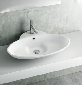 Раковина для ванної Marmorin Delia 63 см овальна накладна литий камінь білий 140 063 020 xx x