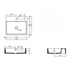 Раковина для ванной Marmorin Demi накладная без крыла литой камень белый  P_U_553_01_0500