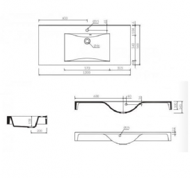 Раковина для ванной Marmorin Dori 1200 накладная с крылом литой камень белый P_U_545_03_1200