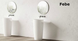 Раковина для ванної Marmorin Febe 90х36 см для підлоги литий камінь білий 460 090 020 xx x