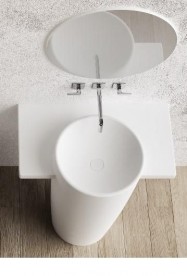 Раковина для ванної Marmorin Febe 90х36 см для підлоги литий камінь білий 460 090 020 xx x