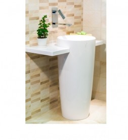 Раковина для ванної Marmorin Febe 90х36 см для підлоги литий камінь білий 460 090 020 xx x