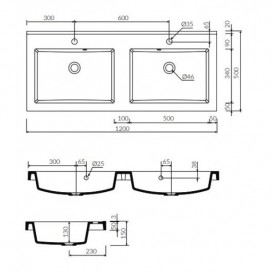 Раковина для ванной Marmorin Greta 1200 D врезная без крыла литой камень белый P_U_546_06_1200