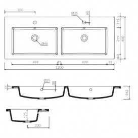 Раковина для ванной Marmorin Hubert 1200 D врезная без крыла литой камень белый P_U_547_05_1200
