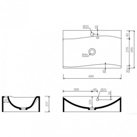 Раковина для ванної Marmorin Iva накладна литий камінь білий 220 060 020 xx x