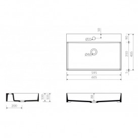 Раковина для ванной Marmorin June 1000 накладная без крыла литой камень белый P_U_621_03_1005