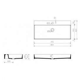 Раковина для ванной Marmorin June 800 накладная без крыла литой камень белый P_U_621_02_0805