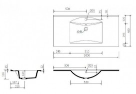 Раковина для ванної Marmorin Larissa 1000 накладна з крилом литий камінь білий P_U_051_08_1000
