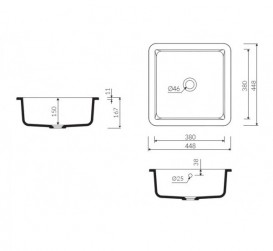 Раковина для ванної Marmorin Lena IV Undermound квадратна литий камінь білий P_U_539_04_0448