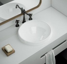 Раковина для ванної Marmorin Lena V врізна кругла литий камінь білий P_U_539_05_0465