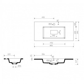 Раковина для ванной Marmorin Lira 800 врезная литой камень белый  640 080 020 xx x