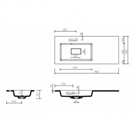 Раковина для ванной Marmorin Lira 900 L врезная левая литой камень белый  640 090 720 xx x