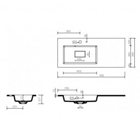 Раковина для ванной Marmorin Lira 900 R врезная правая литой камень белый  640 090 920 xx x