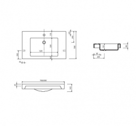 Раковина для ванной Marmorin Moira Bis 700 накладная без крыла литой камень белый 280 070 020 xx x