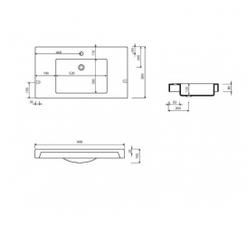 Раковина для ванной Marmorin Moira Bis 900 накладная без крыла литой камень белый 280 090 020 xx x