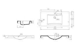 Раковина для ванной Marmorin Moira Bis 1000 накладная с крылом литой камень белый P_U_059_07_1000