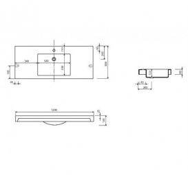 Раковина для ванной Marmorin Moira Bis 1200 накладная с крылом литой камень белый 280 120 020 xx x