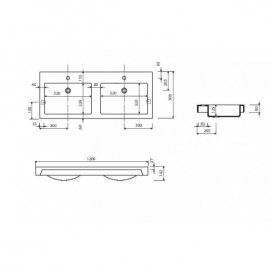 Раковина для ванної Marmorin Moira Bis 120 Duet накладна без крила литий камінь білий 280 120 220 xx x