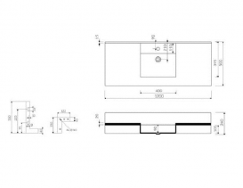 Раковина для ванної Marmorin Onda накладна з крилом литий камінь білий 330 120 020 xx x