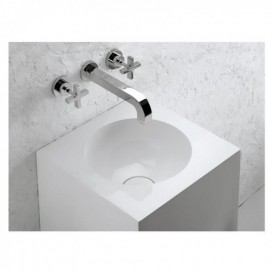 Раковина для ванной Marmorin Rea 40х40 см напольная литой камень белый 211 040 020 xx x