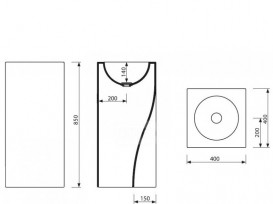 Раковина для ванной Marmorin Rea 40х40 см напольная литой камень белый с черной чашей 212 040 020 xx x