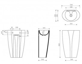 Раковина для ванной Marmorin Selia 55х34,8 см напольная литой камень белый 719 055 020 xx x