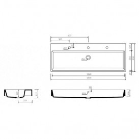 Раковина для ванной Marmorin Teo 1200 накладная без крыла литой камень белый 641 120 020 xx x