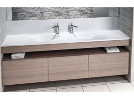 Раковина для ванной Marmorin Ugo duet двойная регулируемая от 153,5 до 250 см литой камень белый 642 REG 2xx xx x