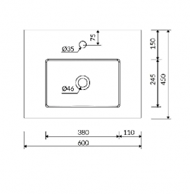 Раковина для ванной Marmorin Zoya 600 накладная без крыла литой камень белый P_U_552_01_0600