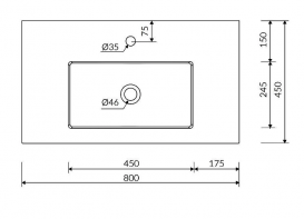 Раковина для ванної Marmorin Zoya 800 накладна без крила литий камінь білий P_U_552_02_0800