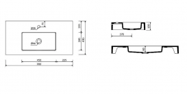 Раковина для ванной Marmorin Zoya 900 накладная с крылом литой камень белый P_U_552_03_0900