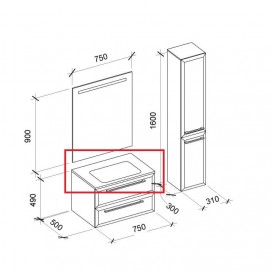 Раковина для ванної Marsan Квадро 750 врізна скло Квадро750