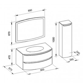 Раковина для ванної Marsan Madeleine 900 акриловий камінь матовий на тумбу MADELEINE900
